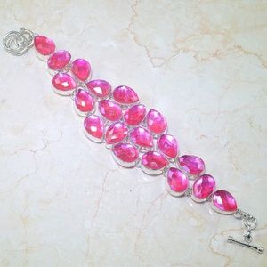 BEAUTIFUL PINK MYSTIC TOPAZ GEMSTONE BRACELET